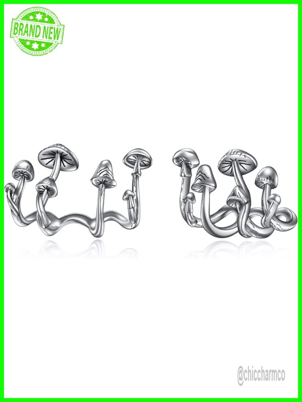 925 Sterling Silver Mushroom Cross Stud Earrings Punk Gothic Jewelry for Women